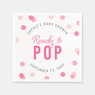 Pink Confetti Ready to Pop Baby Shower Napkin