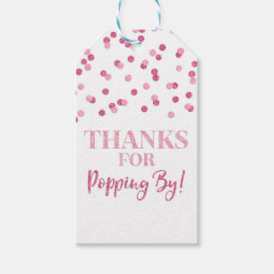 Pink Confetti Thanks for Popping by Gift Tags