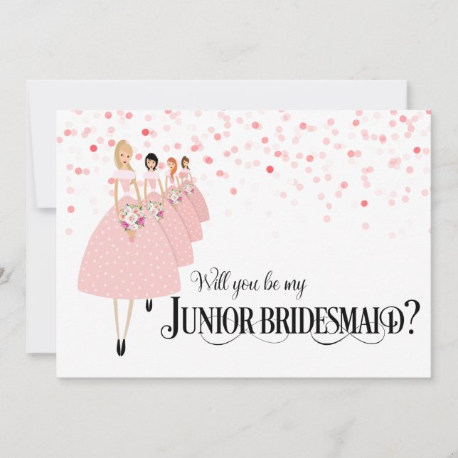 Pink Confetti Will You Be My Junior Bridesmaid Invitation (Front)