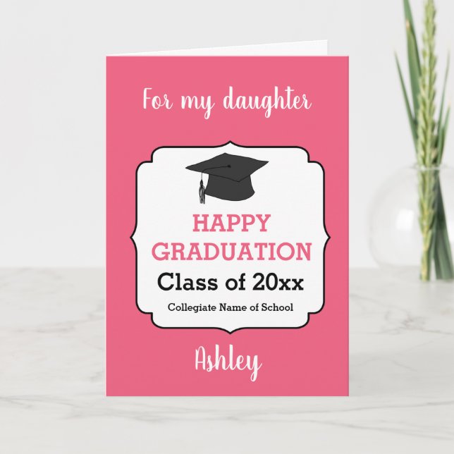 Pink Congratulations Class of 2025 Graduation Card (Front)