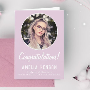 Pink Congratulations Graduate Photo Graduation  Card