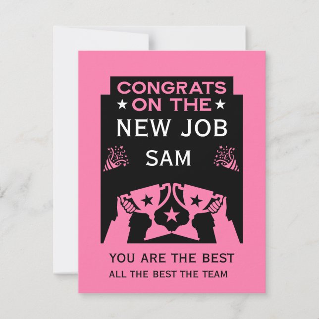 Pink Congratulations On The New Job Card (Front)