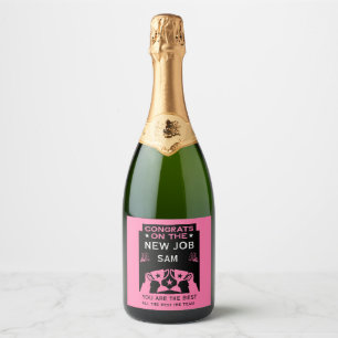 Pink Congratulations On The New Job Sparkling Wine Label