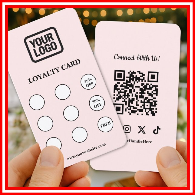 Pink Connect With Us Social QR Code Loyalty Card (Creator Uploaded)