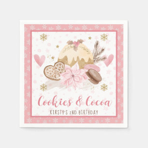 Pink Cookies and Cocoa 2nd Birthday Napkin