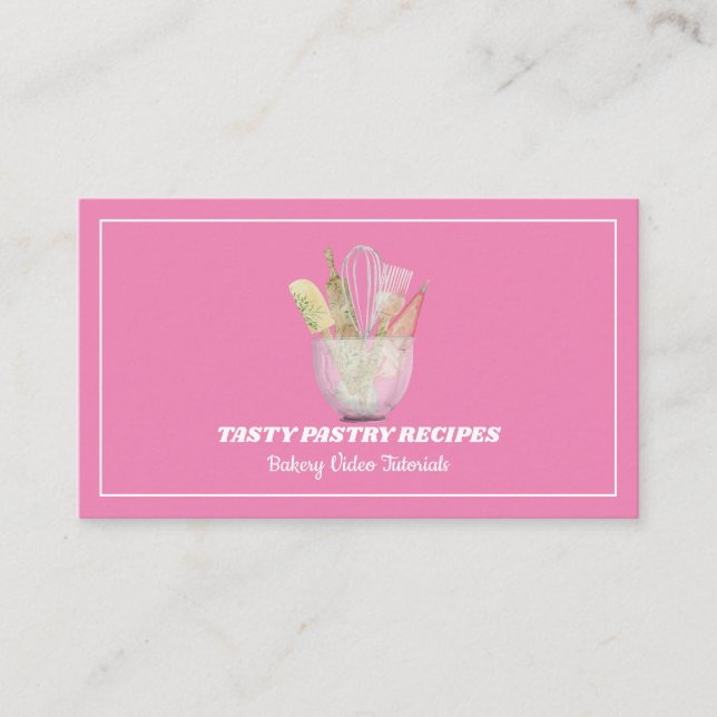 Pink Cooking Wooden Rustic Bakery home made Business Card (Front)