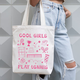 Pink Cool Girls Play Tennis Cute Hearts Tote Bag