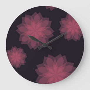 Pink, cool, trendy, modern flower abstraction large clock