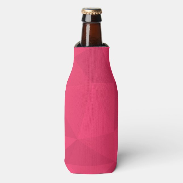 Pink, cool, unique, trendy triangle illustration bottle cooler (Bottle Front)