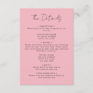Pink Coordinate Wedding Details Enclosure Card