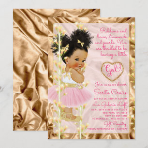 Pink Copper Gold Baby Shower Girl Invitation