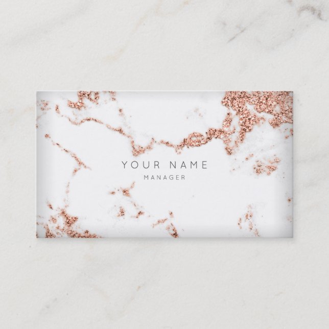 Pink Copper White Gray Carrara Marble Appointment Card (Front)