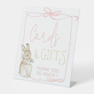 Pink Coquett Peter the Rabbit Birthday Cards Gifts Pedestal Sign