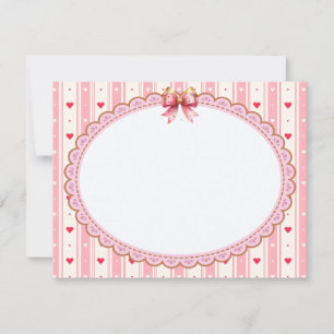 Pink Coquette Aesthetic Frame with Bow and Hearts Card