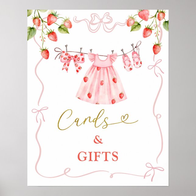 Pink Coquette Baby Clothes Berry Cards and Gifts Poster (Front)