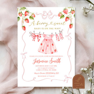 Pink Coquette Baby Clothes Berry Sweet Baby Shower Invitation