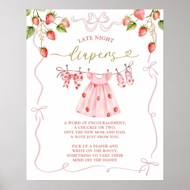 Pink Coquette Baby Clothes Late Diapers Poster (Front)