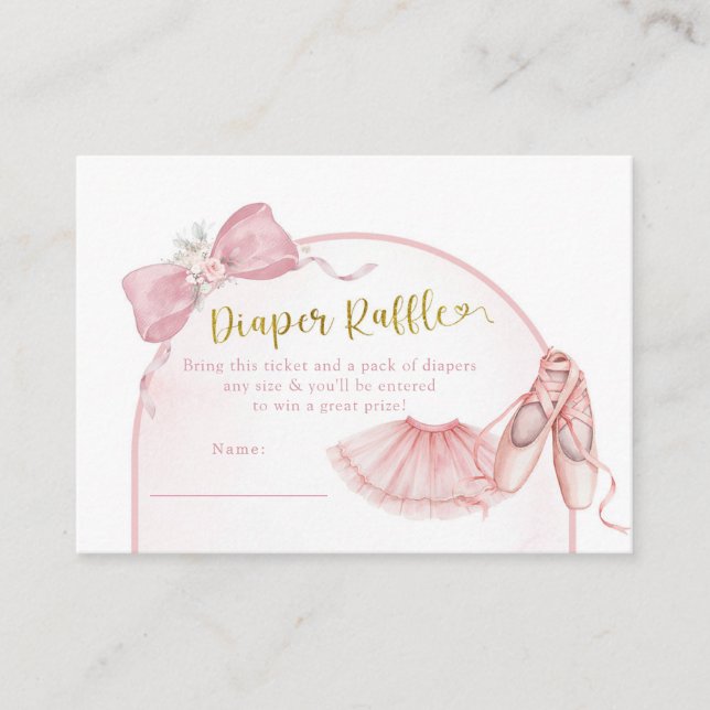 Pink Coquette Ballerina Baby Shower Diaper Raffle Enclosure Card (Front)