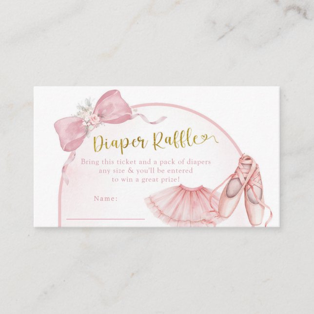 Pink Coquette Ballerina Baby Shower Diaper Raffle Enclosure Card (Front)