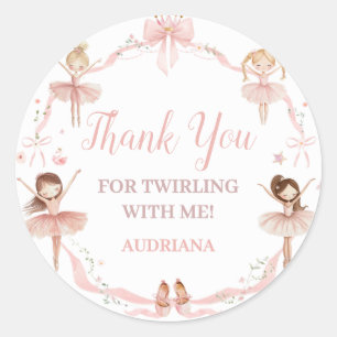 Pink Coquette Ballerina Birthday Party Classic Round Sticker