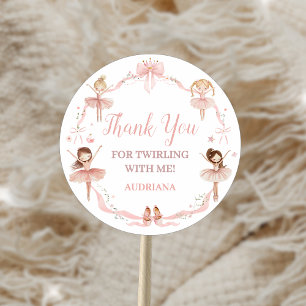 Pink Coquette Ballerina Birthday Party Classic Round Sticker