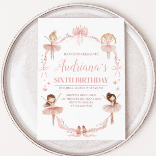 Pink Coquette Ballerina Birthday Party Invitation
