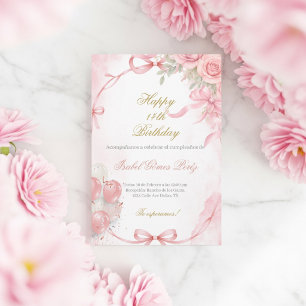 Pink coquette birthday Spanish Invitation
