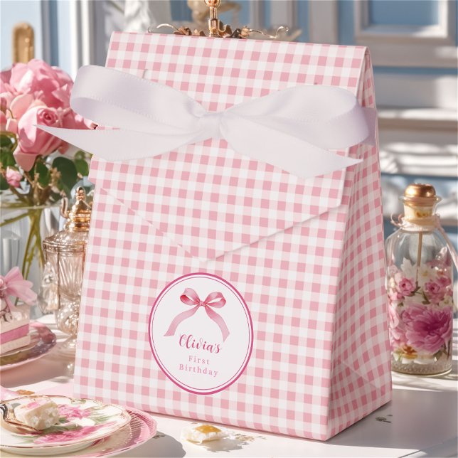 Pink Coquette Bow 1st Birthday Girl Favour Box (Creator Uploaded)
