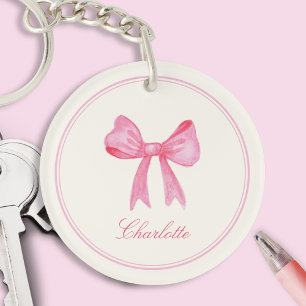 Pink Coquette Bow Acrylic Keychain
