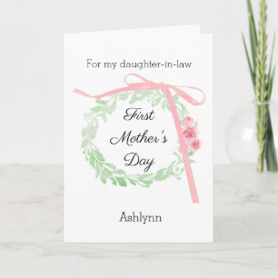 Pink Coquette Bow and Floral 1st Mother's Day Card