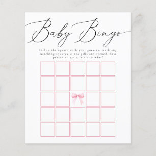 Pink Coquette Bow Baby Bingo Shower Game