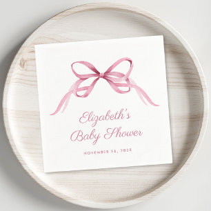 Pink Coquette Bow Baby Girl Shower Napkin