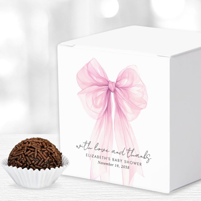 Pink Coquette Bow Baby Girl Shower Thank You Favour Box (Creator Uploaded)