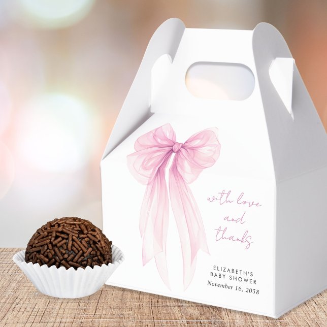 Pink Coquette Bow Baby Girl Shower Thank You Favour Box (Creator Uploaded)