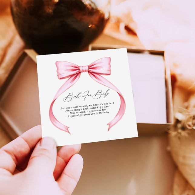 Pink Coquette Bow Baby Shower Books for Baby Enclosure Card (Creator Uploaded)