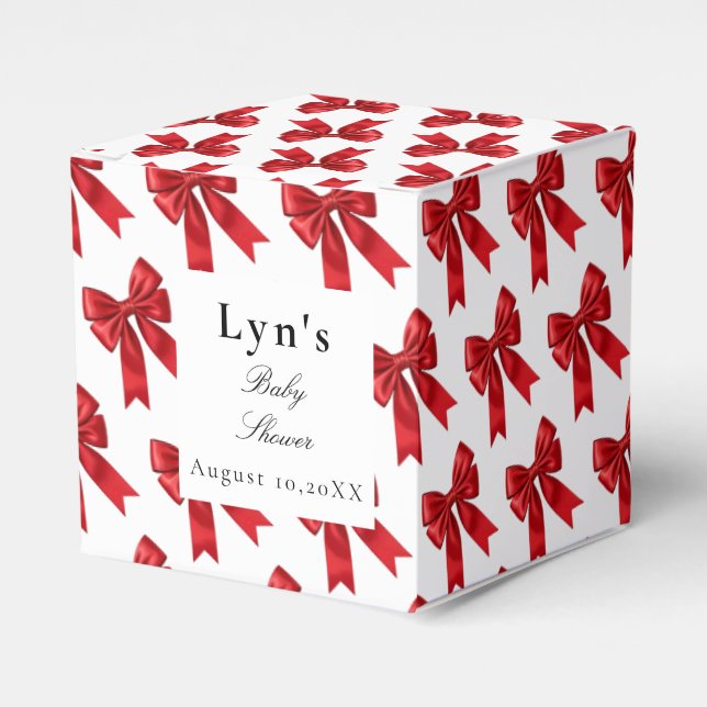 Pink Coquette Bow Baby Shower Favour Box (Front Side)
