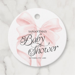 Pink Coquette Bow Baby Shower Favour Tags