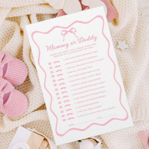 Pink Coquette Bow Baby Shower Guess Who Game 