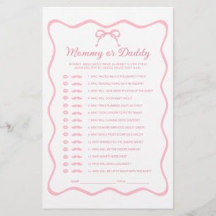 Pink Coquette Bow Baby Shower Guess Who Game