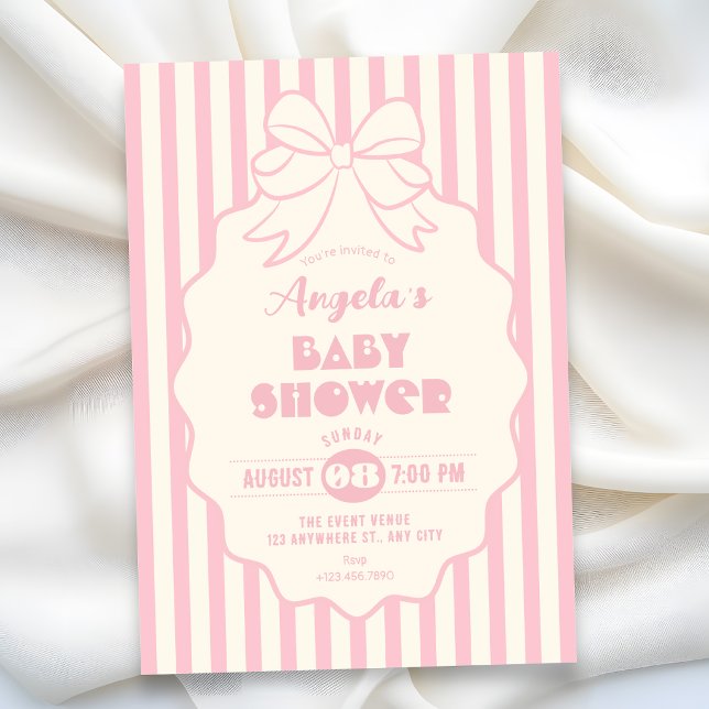 Pink coquette bow baby shower invitation (Creator Uploaded)