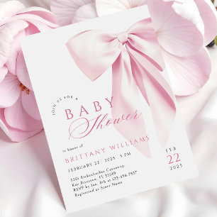 Pink Coquette Bow Baby Shower Invitation