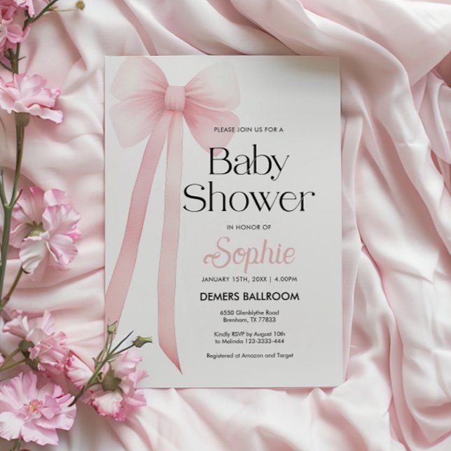 Pink Coquette Bow Baby Shower Invitation (Creator Uploaded)