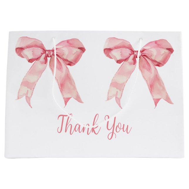 Pink Coquette Bow Baby Shower Large Gift Bag (Front)