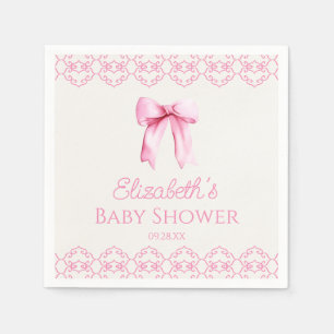 Pink Coquette Bow Baby Shower Napkin