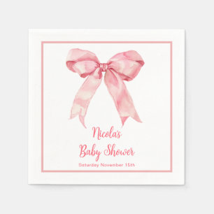 Pink Coquette Bow Baby Shower Napkin