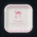 Pink Coquette Bow Baby Shower Paper Plate<br><div class="desc">This is an Elegant Pink Coquette Bow Baby Shower Paper Plates!</div>