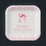 Pink Coquette Bow Baby Shower Paper Plate<br><div class="desc">This is an Elegant Pink Coquette Bow Baby Shower Paper Plates!</div>