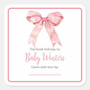 Pink Coquette Bow Baby Shower Square Sticker