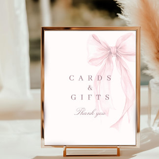 Pink Coquette Bow Baby Shower Tabletop Sign