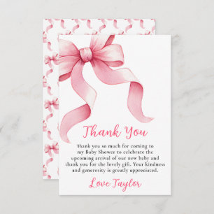 Pink Coquette Bow Baby Shower Thank You Card